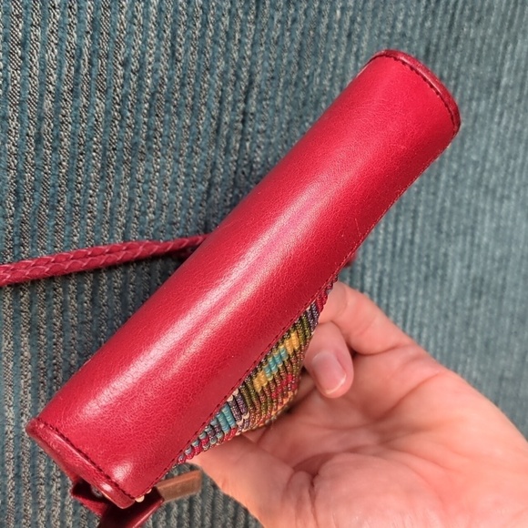 Brighton Beaded, Red Leather, Crossbody Mini-Bag - Picture 10 of 17